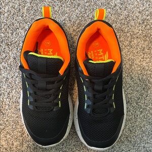 MTA Sport 12C Boys Lace Up Black and Neon Orange Sneakers, Like New, Sporty